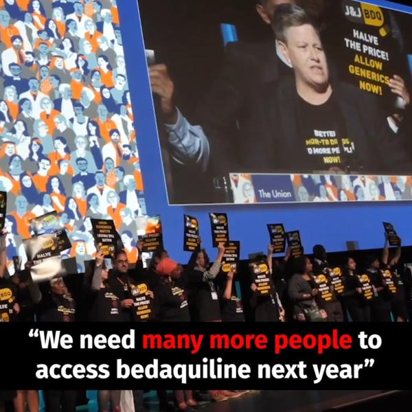 Activists interrupt TB conference opening ceremony to call on J&amp;J to cut price of TB drug in half, to one dollar per day
